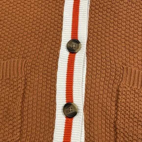 Aerie Oversized Varsity Cardigan Orange with White Stripe size Large - Picture 6 of 10